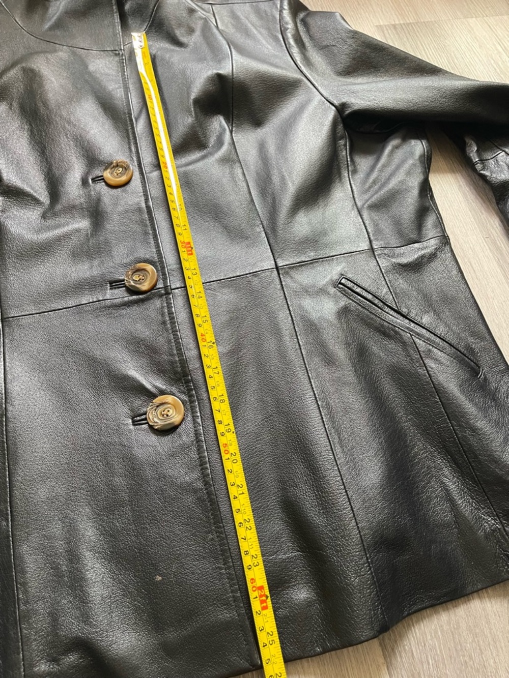 Terry Lewis Black Leather Jacket Minimal Oversized Blazer Coat Luxe Parisian - Picture 10 of 11